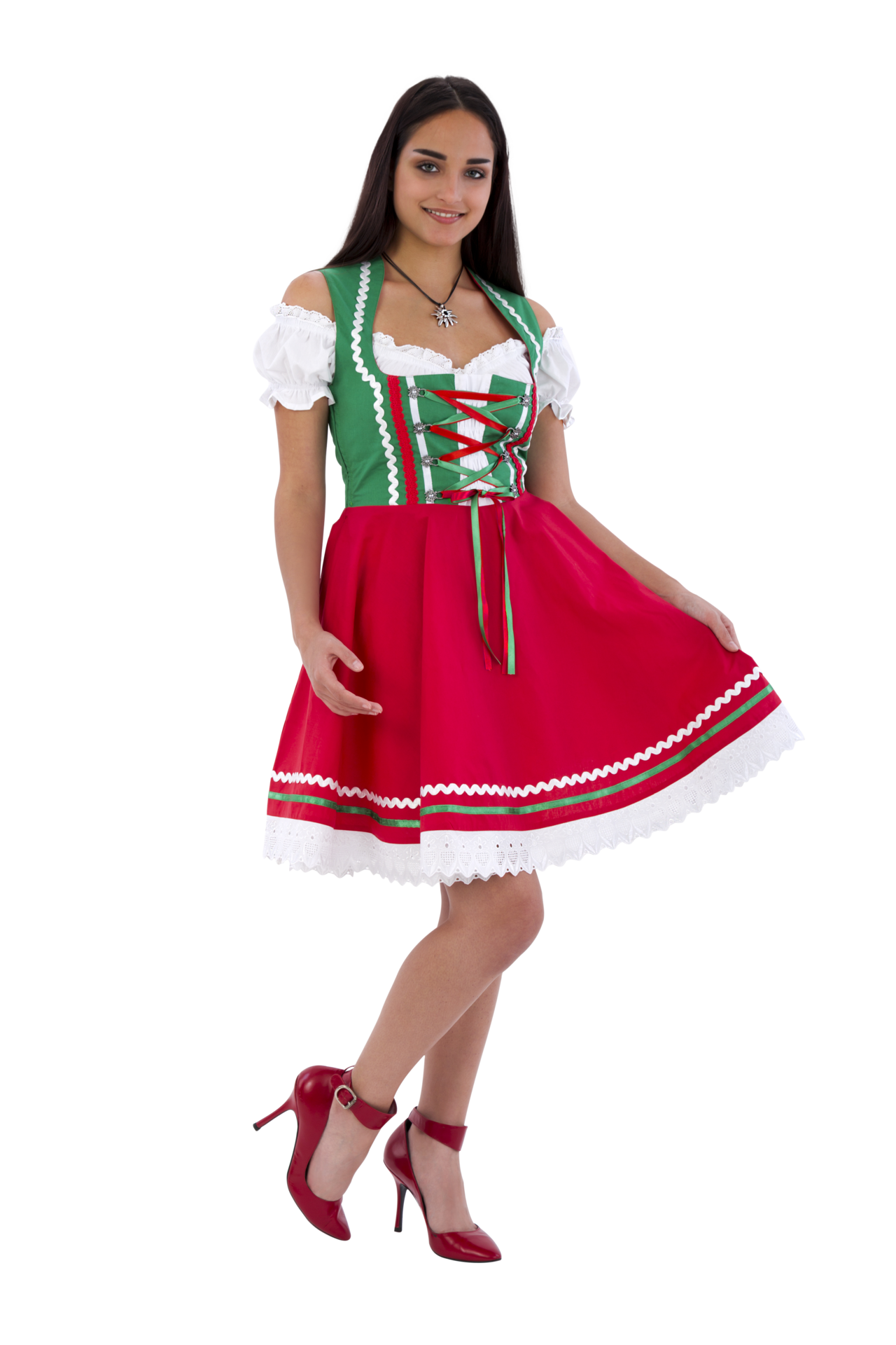 Dirndl Groen-Rood 2-delig