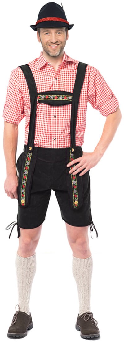 Lederhosen Johann zwart kort imitatie suède