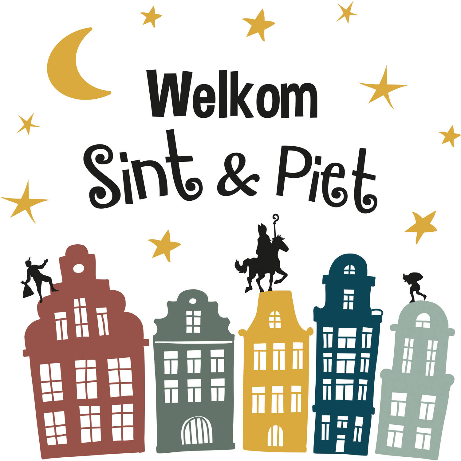 Raamstickers Welkom Sint en Piet
