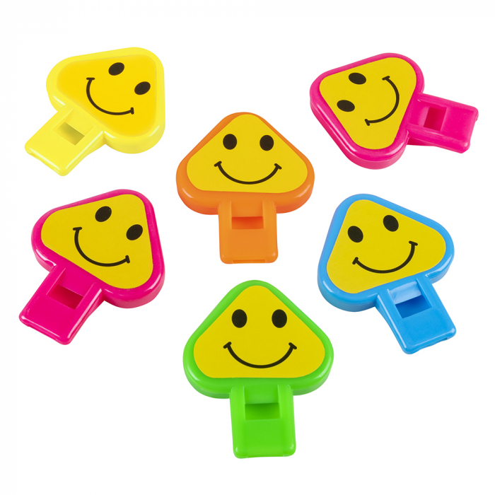 Smiley fluitjes 6 stuks