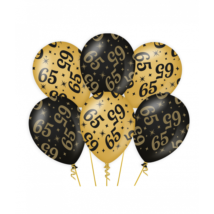 Ballonnen Classy 65 jaar zwart-goud