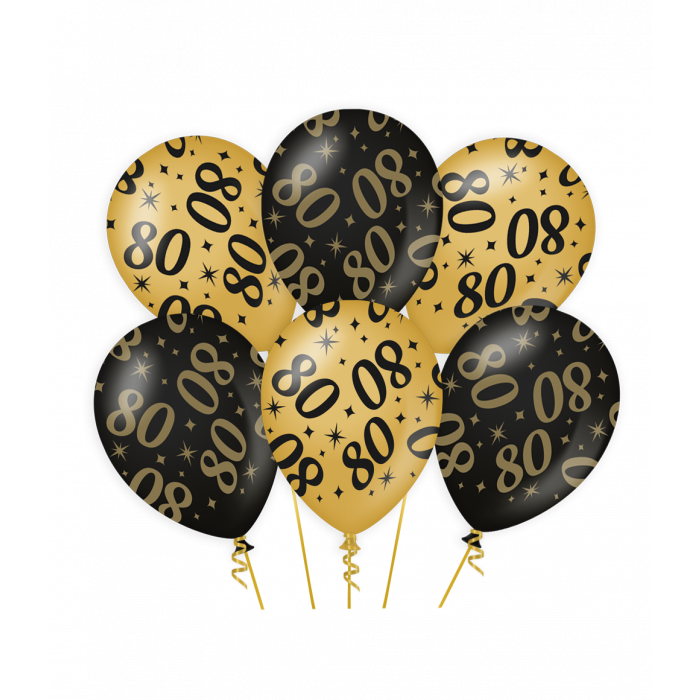 Ballonnen Classy 80 jaar zwart-goud