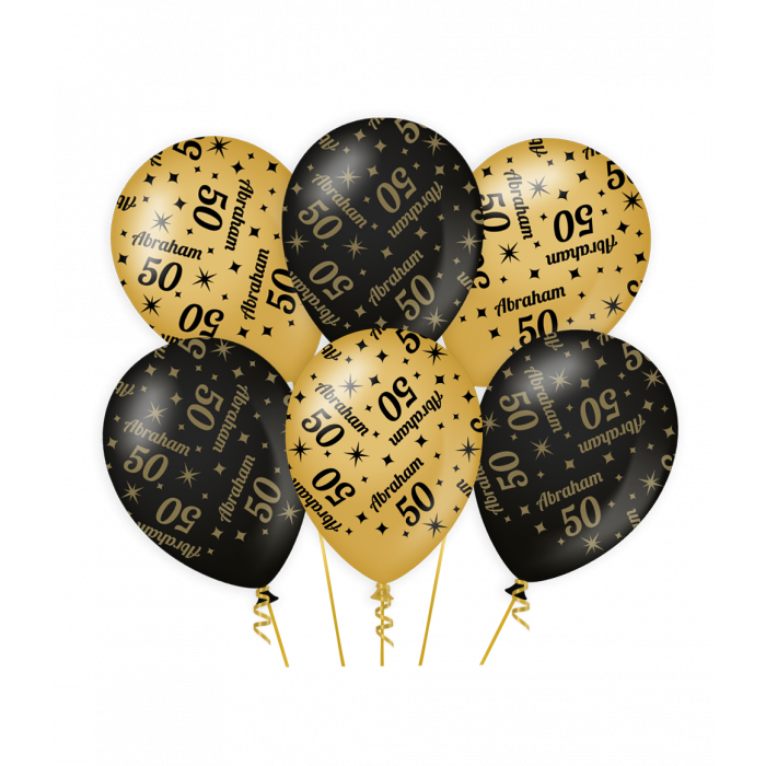 Ballonnen Classy Abraham 50 jaar zwart-goud