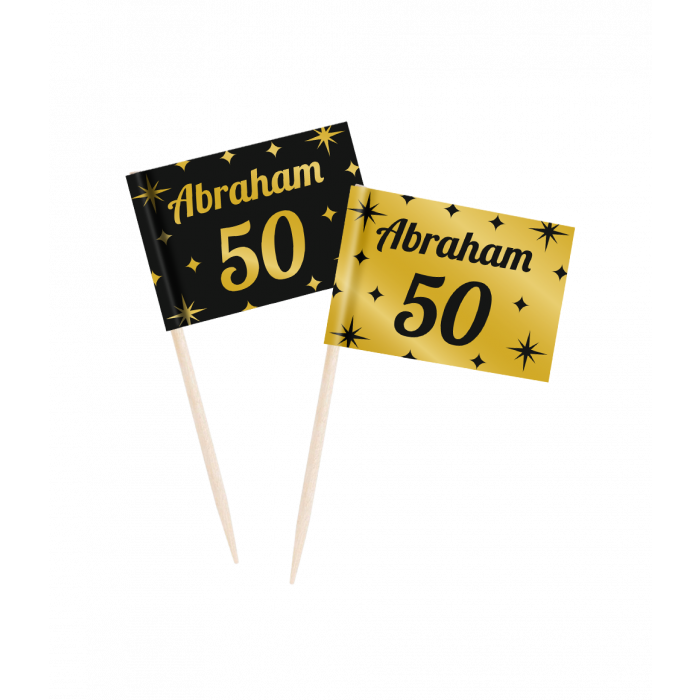 Cocktailprikkers Abraham 50 zwart-goud