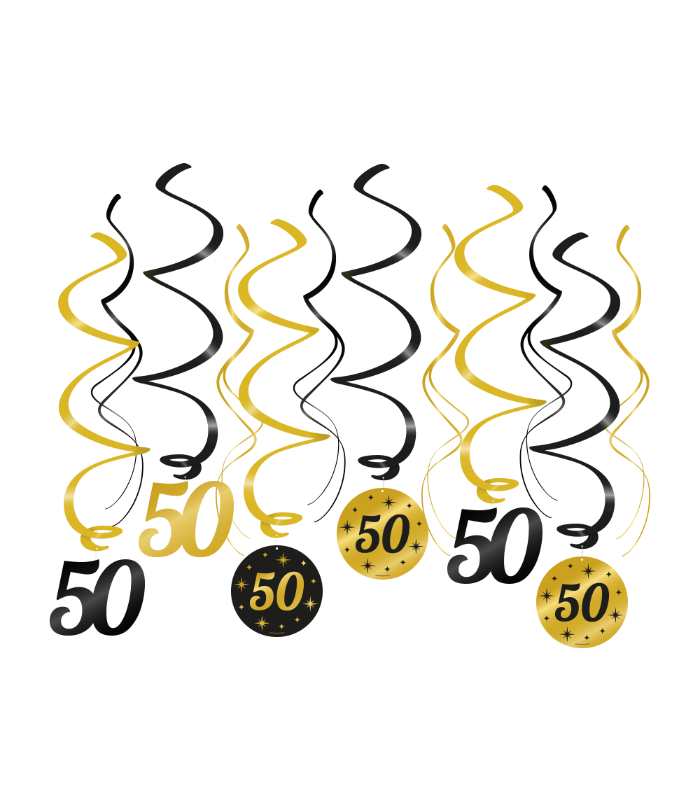 Swirls Classy 50 jaar zwart-goud