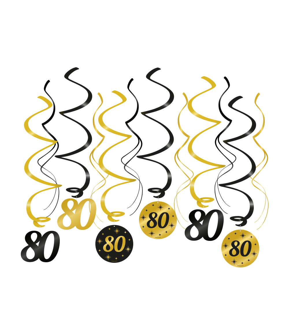 Swirls Classy 80 jaar zwart-goud