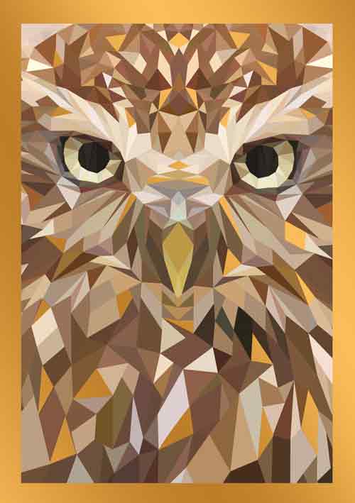 Wenskaart Golden Rush owl