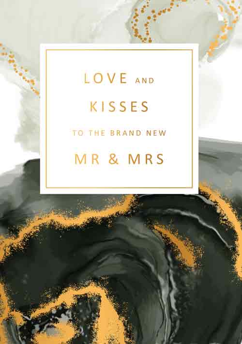 Wenskaart Golden Rush love and kisses MR & MRS