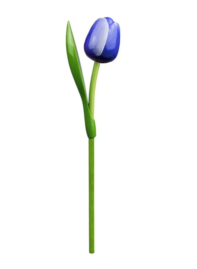 Tulp hout op steel blauw-wit