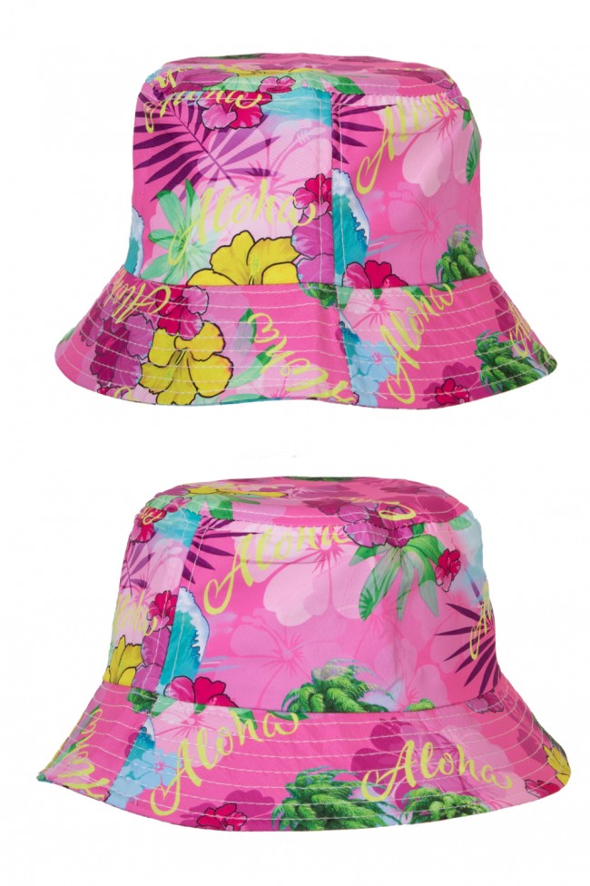 Hawaii vissershoedje roze met print