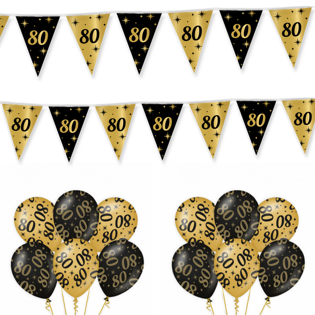 80 jaar feestpakket Classy Black-Gold