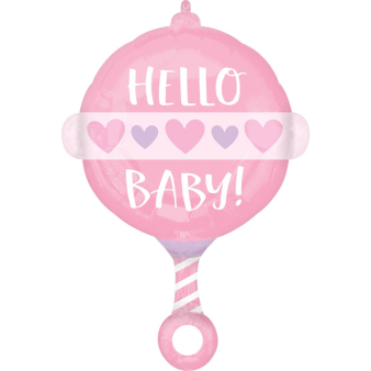 Folieballon Geboorte hello baby roze