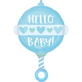 Folieballon Geboorte hello baby blauw