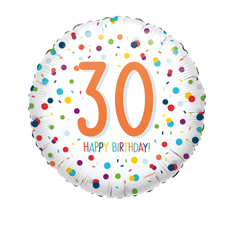 Folieballon 30 confetti happy birthday