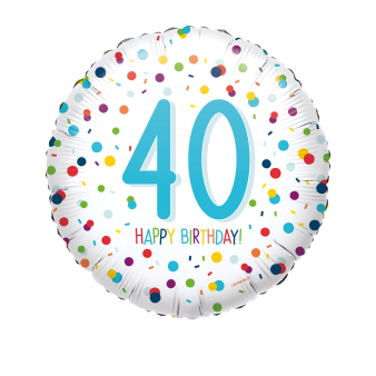 Folieballon 40 confetti happy birthday