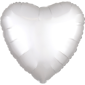 Folieballon wit hart 43 cm