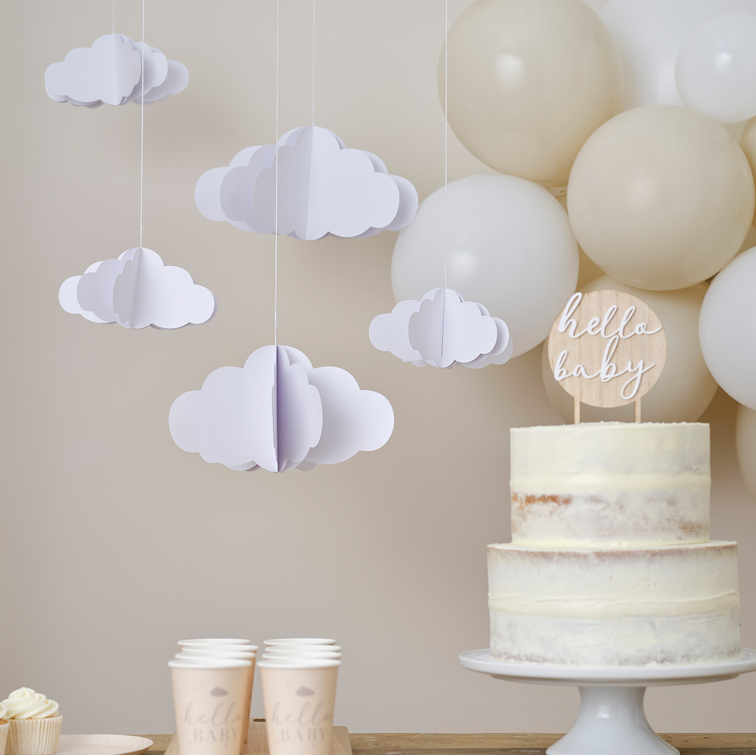 Ginger Ray - Hello Baby - 3D Decoratie wolken