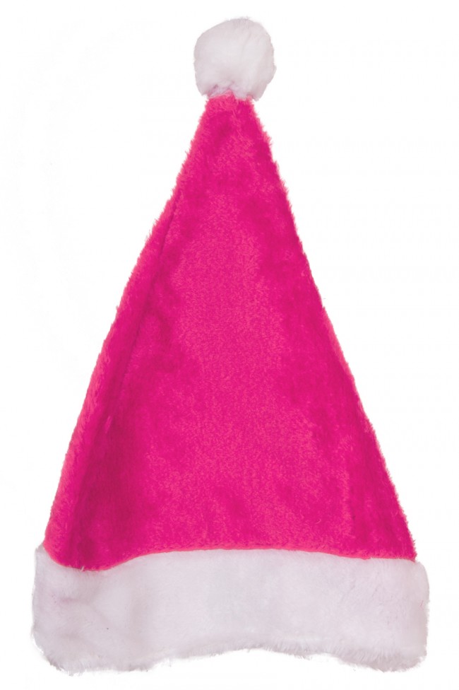 Kerstmuts pluche roze