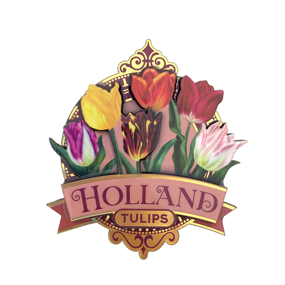 Magneet MDF pretty tulips Holland roze