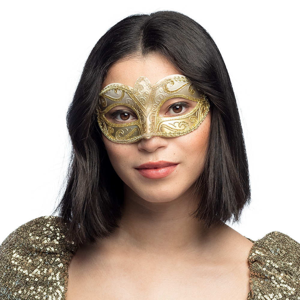 Oogmasker Venice felina Goud