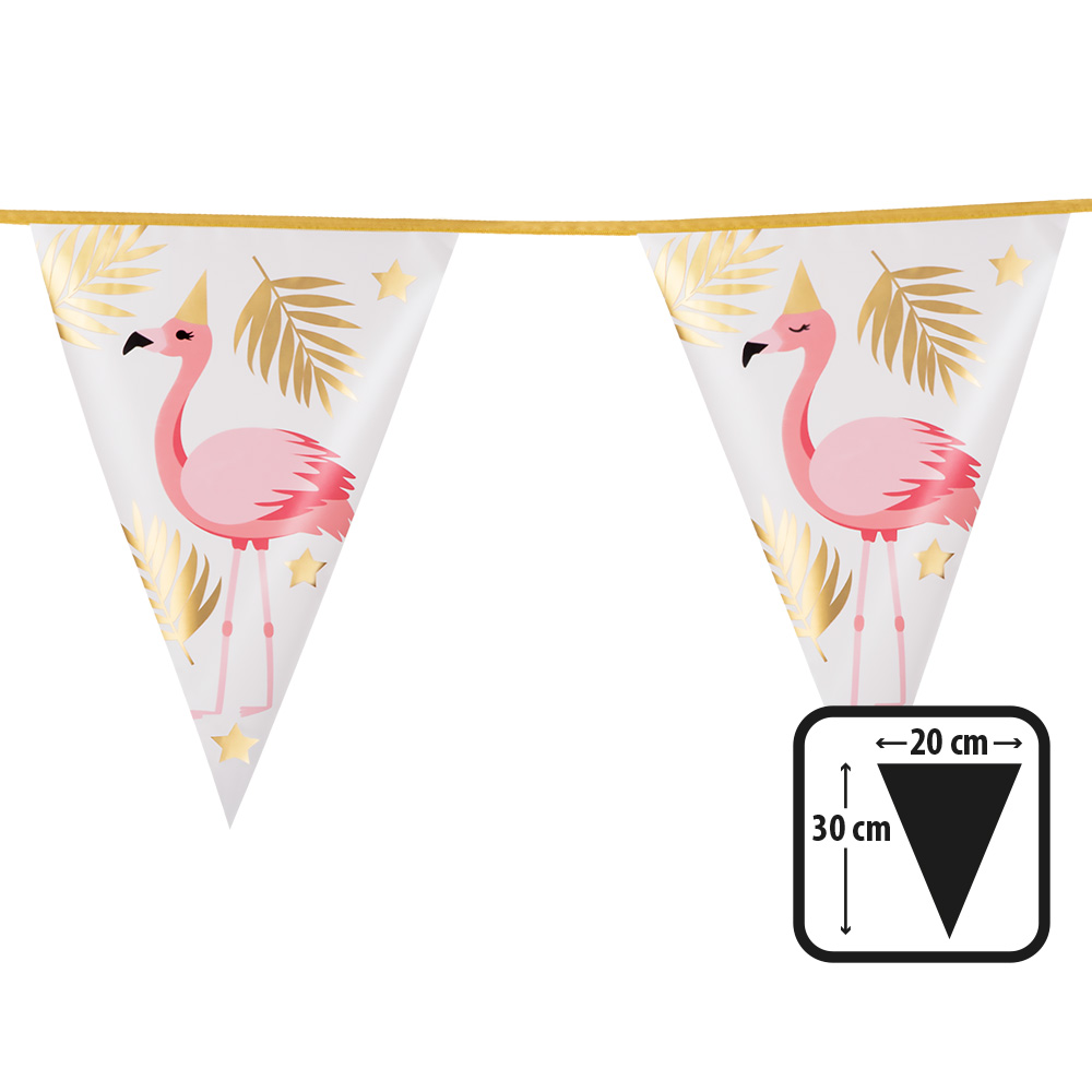 Vlaggenlijn hawaii Flamingo goud-wit