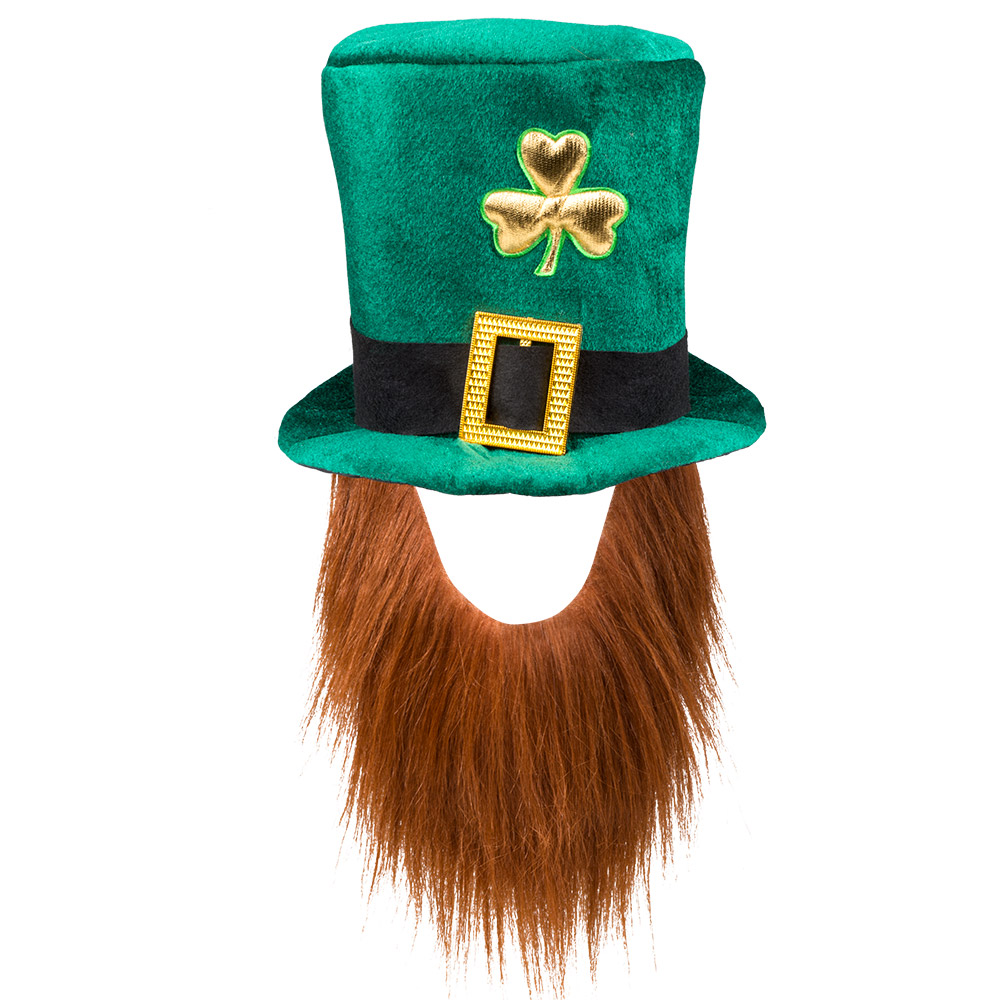 Hoed Leprechaun met baard St Patrick's Day