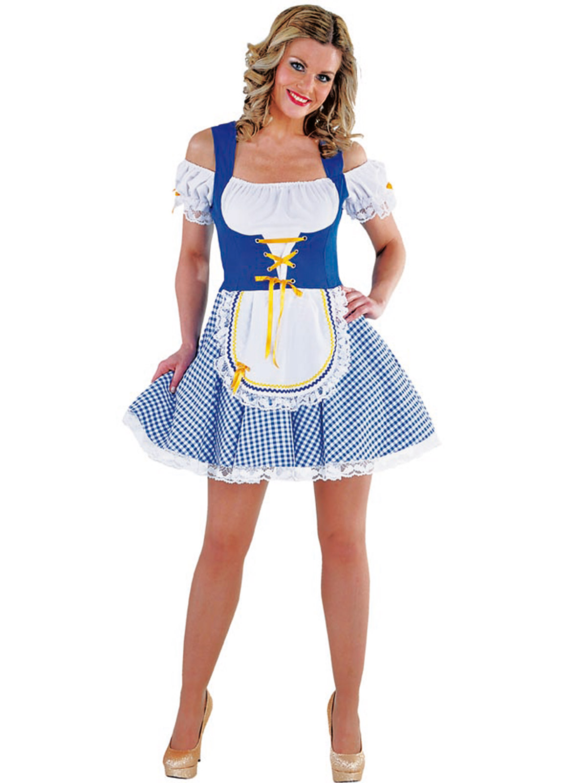 Dirndl jurkje blauw wit