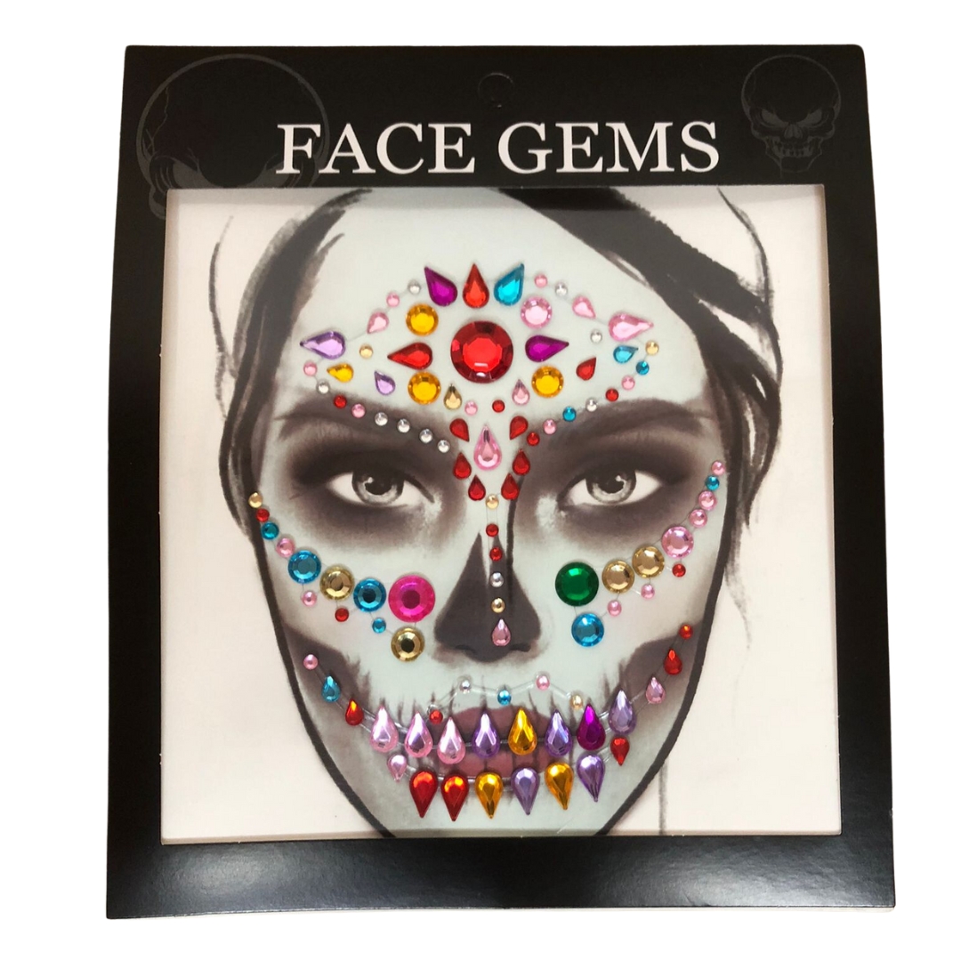 Face en body opplak steentjes Halloween Multicolor