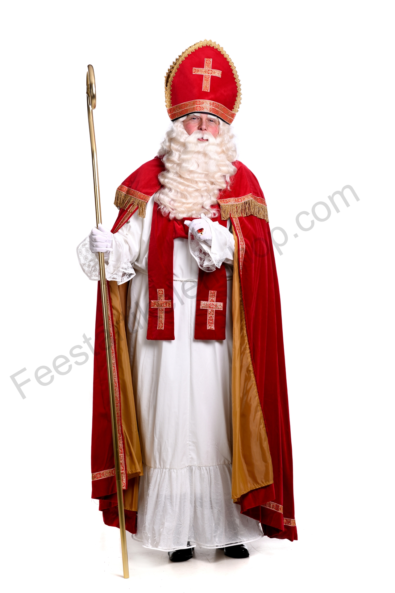 Sinterklaas compleet kostuum polyester katoen rood stola kruis