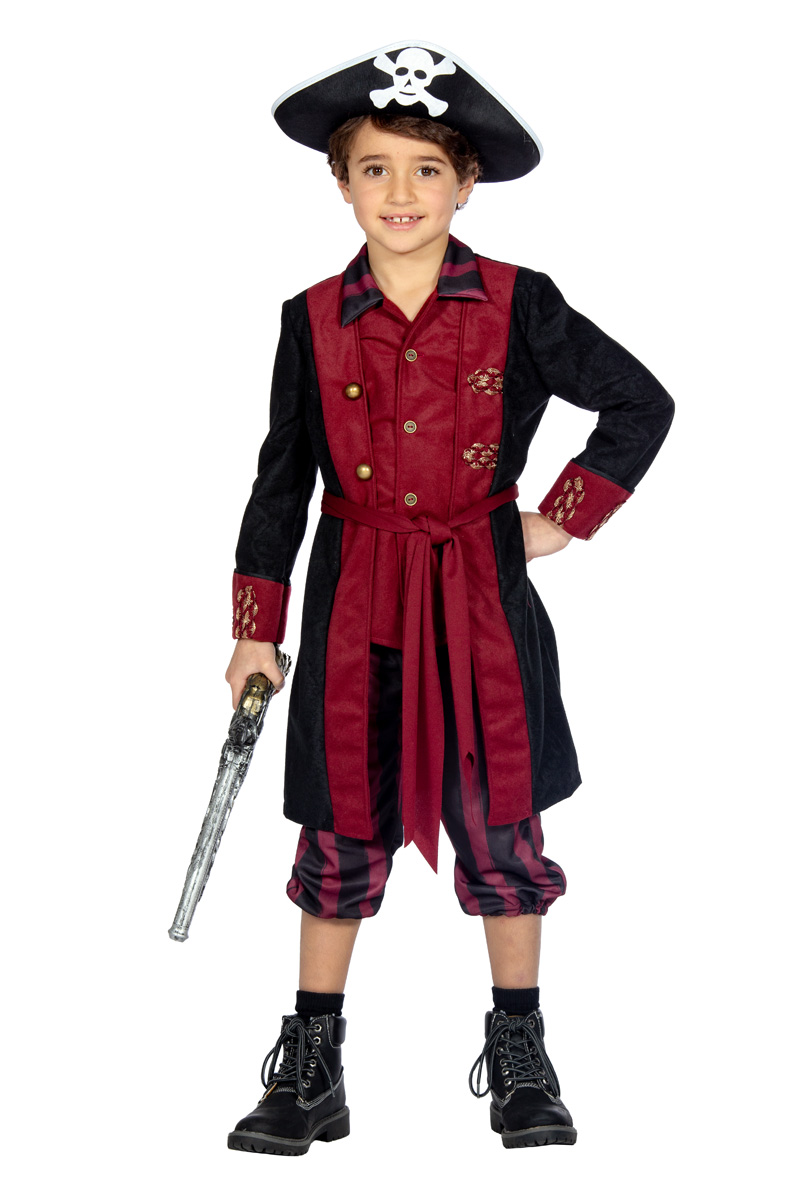 Piraat kostuum jongen burgundy-zwart