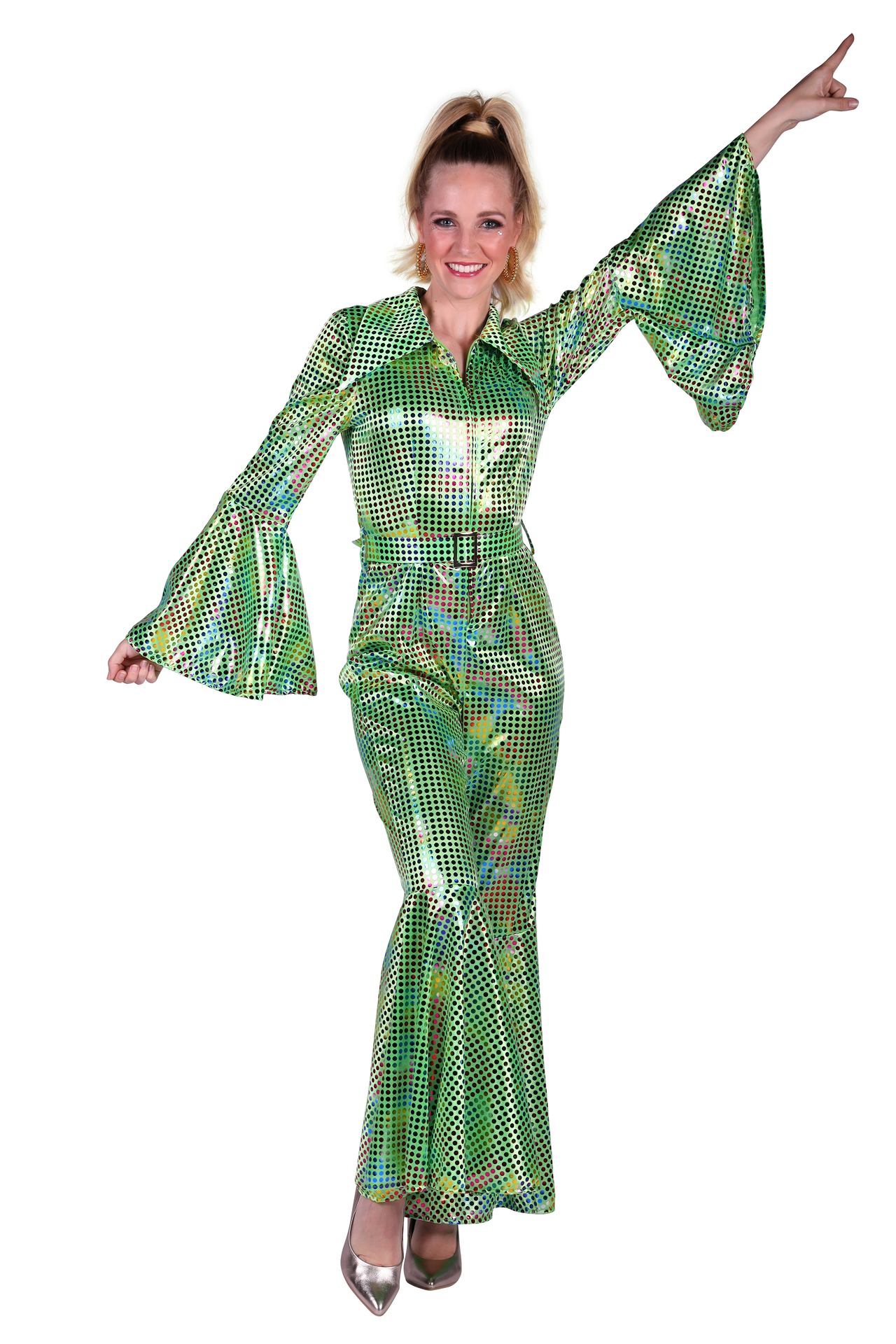 Catsuit disco dame groen