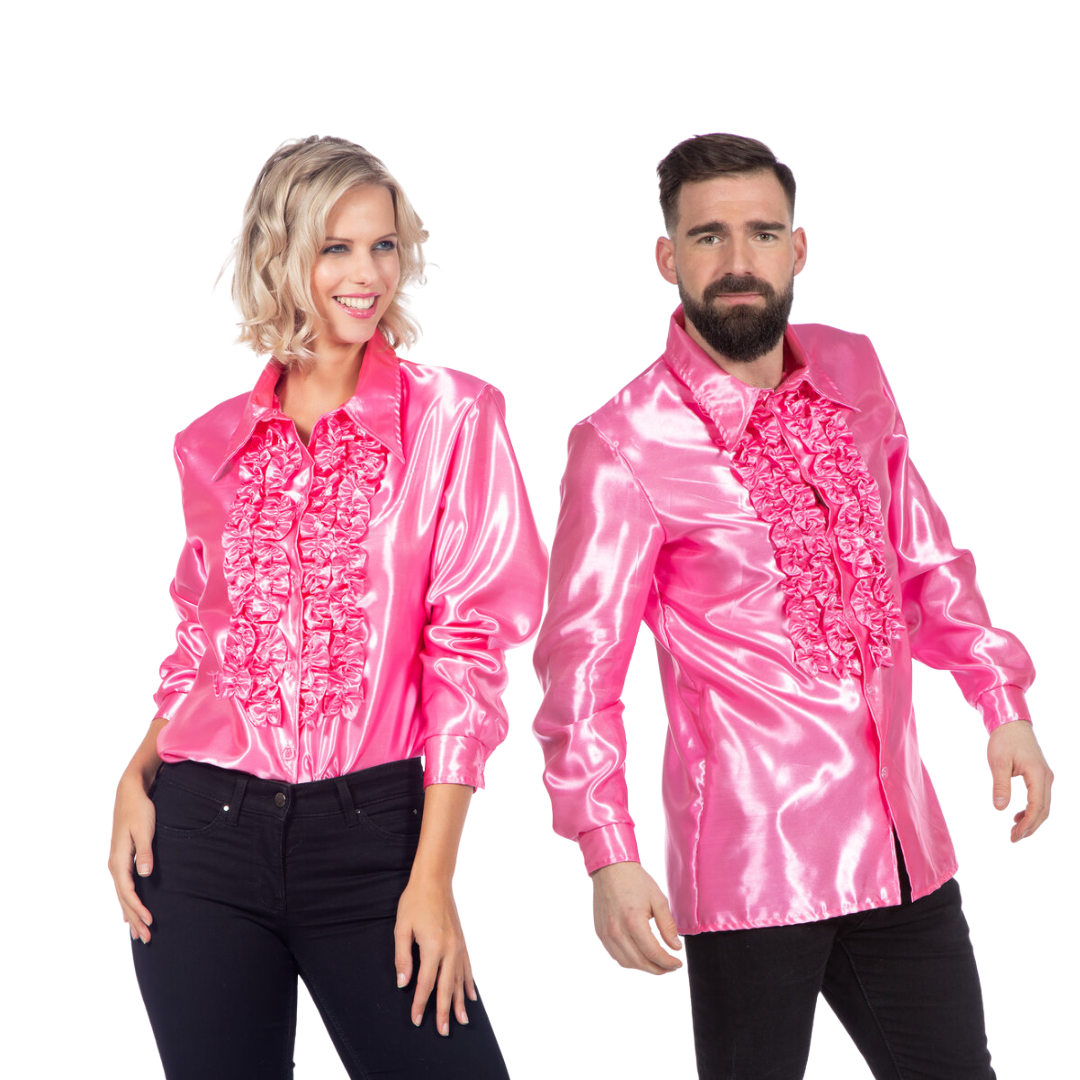 Ruches blouse licht roze satijn