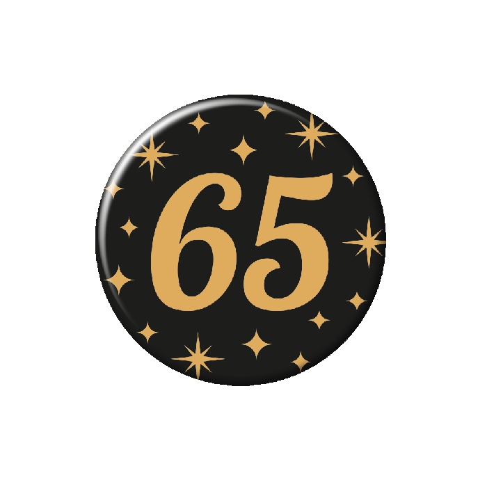 Button Classy Zwart-Goud - 65 jaar