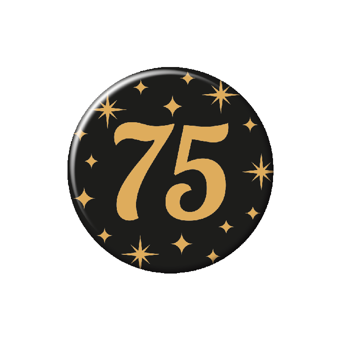Button Classy Zwart-Goud - 75 jaar