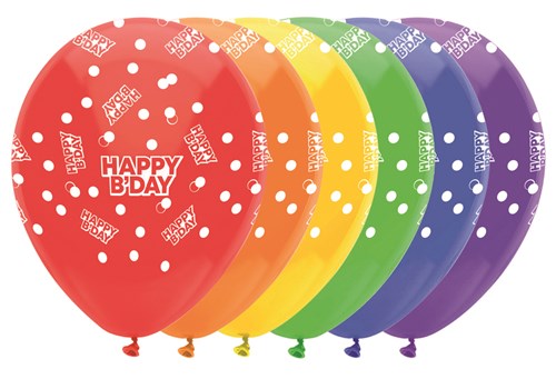 Ballonnen Happy Birthday - 6 stuks - Lucht en Helium vulling
