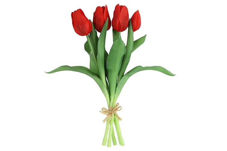 Kunstboeket Tulpen - Kunstbloem Rood - 5 Stuks