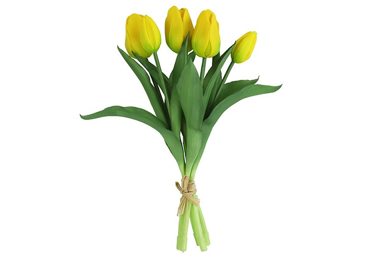 Kunstboeket Tulpen - Kunstbloem Geel - 5 Stuks