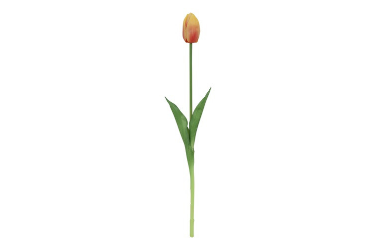 Kunstbloem Tulp - Geel en Bruin - Zijdebloem