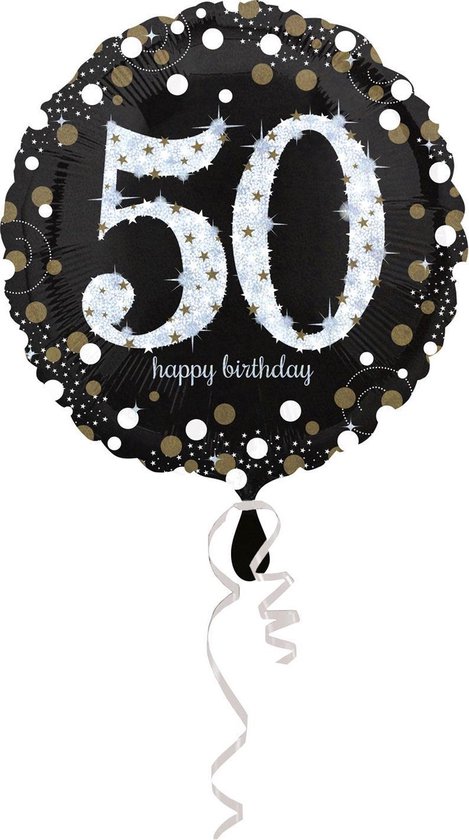 Folieballon 50 sparkling happy birthday