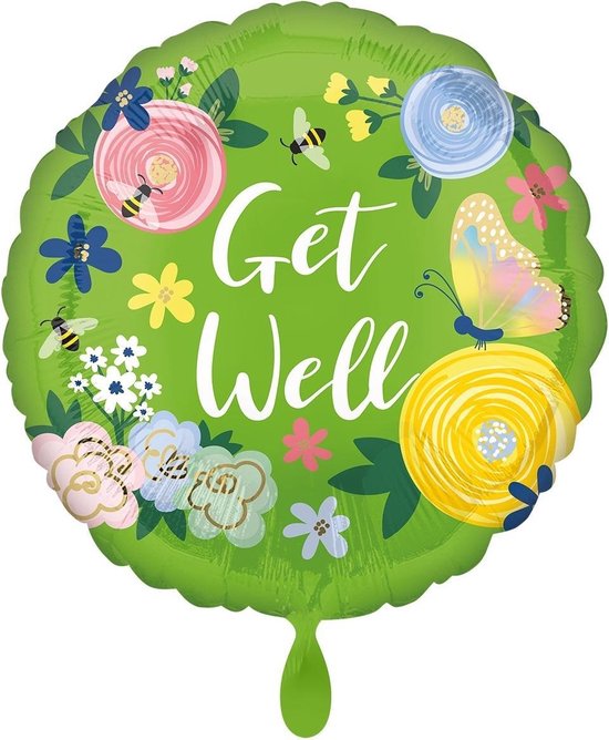 Folieballon get well floral garden