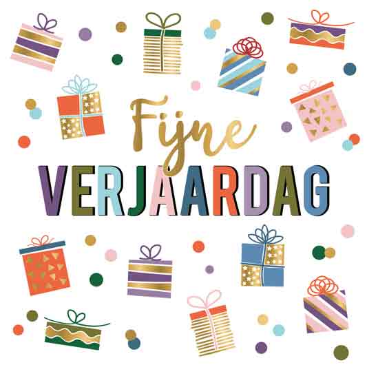 Wenskaart Daisy XL - Fijne Verjaardag Cadeautjes - met Envelop
