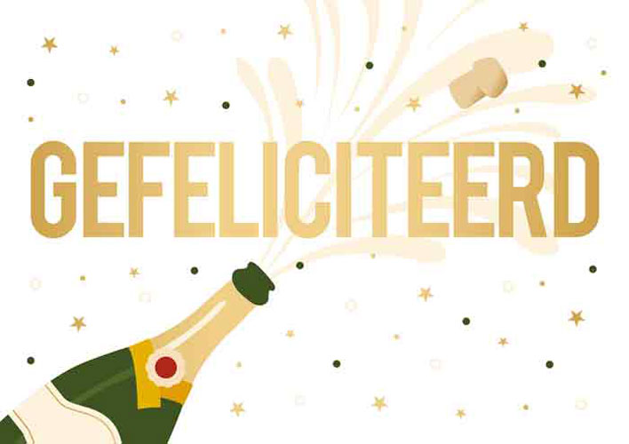 Wenskaart Daisy Gefeliciteerd Champagne