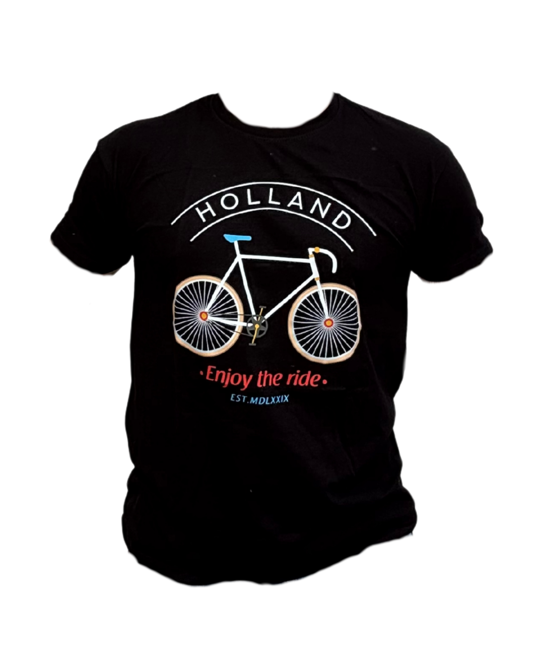 T-shirt zwart Holland enjoy the ride heren
