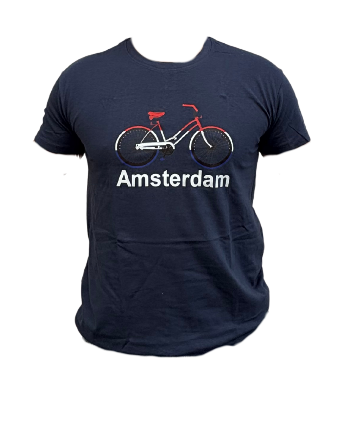 T-shirt blauw fiets Amsterdam heren