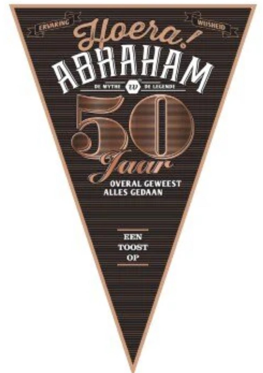 Puntvlag - Abraham 50 - Zwart-Goud