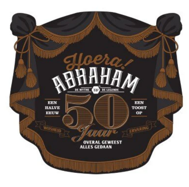 Huldeschild Muurdecoratie - Abraham 50 - Zwart-Rosé Goud