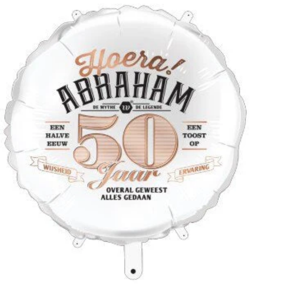 Folieballon Wit - Abraham 50 - 45 cm