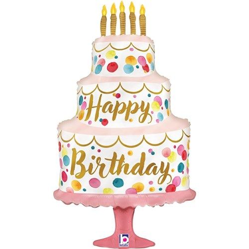 Folieballon - Happy Birthday Taart - 84 cm