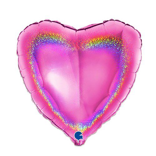 Folieballon Hart Glitter - Fuchsia - 45 cm