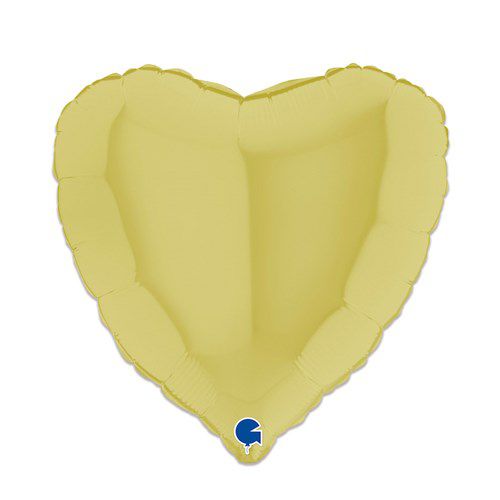 Folieballon Hart Mat - Geel  - 45 cm